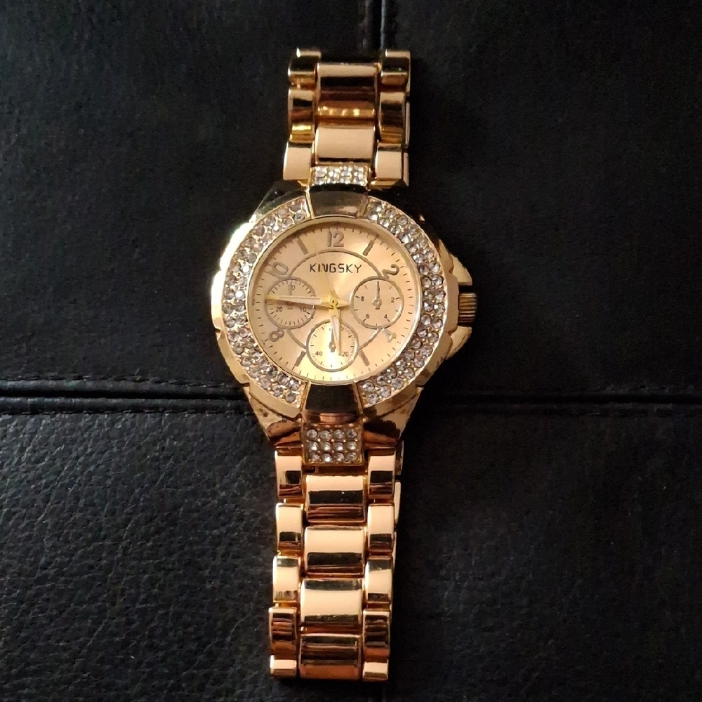 Women's Gold Watch with Crystal Detailing